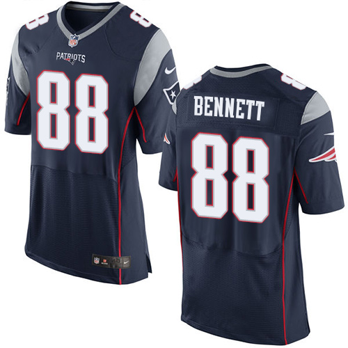 Men's Elite Martellus Bennett Nike Jersey Navy Blue Home - #88 NFL New England Patriots